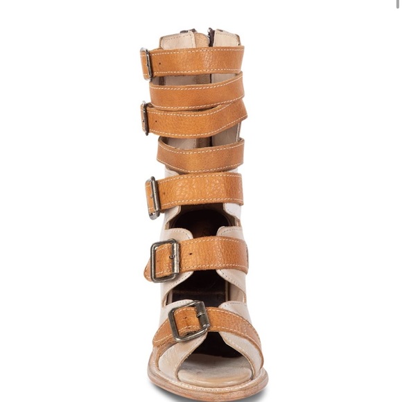 Freebird by Steven Bond Tan Leather Buckle Heeled Boots Size 10 NIB - Picture 4 of 6